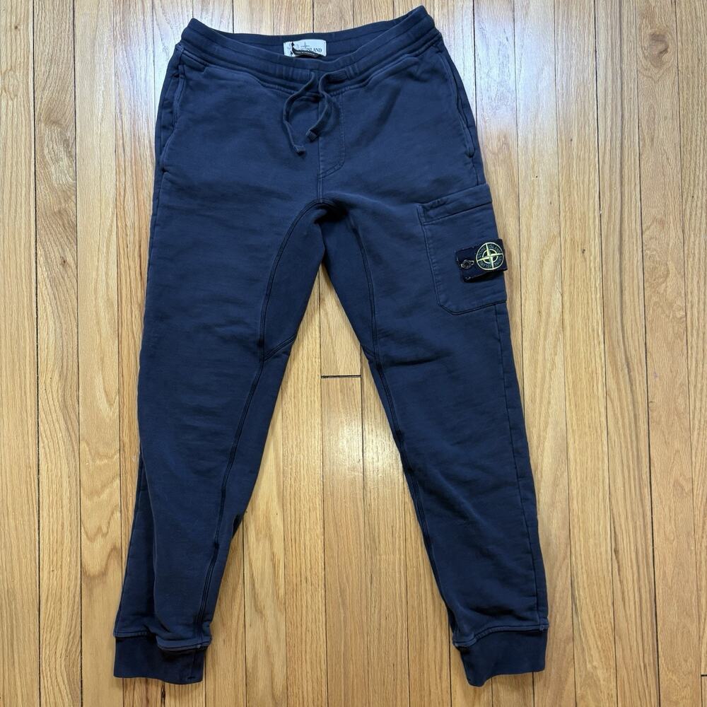 Stone Island Men’s Size Small Cotton Fleece Cargo Jogger Sweatpants Black *Flaws